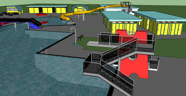 Ralf Tscheru und Michael Töfferl modellierten das Schwimmbad in St. Paul und belegten den 2. Platz